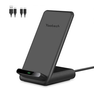 Yootech 7.5W/10W/15W Fast Wireless Charger,7.5W Wireless Charging Stand Compatible with iPhone 11/11 Pro/11 Pro Max/XS,15W for LG V30/V35/G8,10W for Galaxy Note10/S10,Pixel 3/4XL(with 2 USB C Cable)