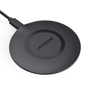 LETSCOM Wireless Charger, Qi-Certified 15W Max Fast Wireless Charging Pad Ultra Slim, Compatible with iPhone 11/11 Pro Max/XS Max/XR/XS/X/8/8+, Galaxy Note 10/Note 10+/S10/S10+/S10E (No AC Adapter)