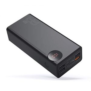 30000mAh Power Bank, Baseus 33W LED Display Portable Charger, 4-Port USB and One Port Type-C Output Power Bank External Battery Packs for iPhone XS/XR/X/8/8P, Samsung, Tablets, Laptops and More