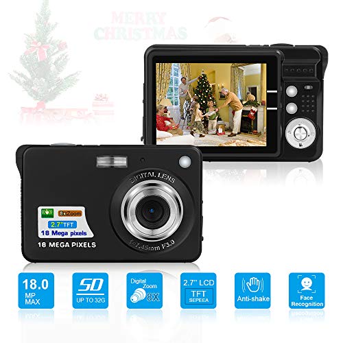HD Mini Digital Cameras,Point and Shoot Digital Cameras for Kids Teenagers Beginners-Travel,Camping,Outdoors,School (Black 2)